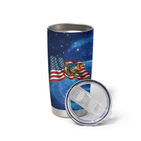 American Flag Bass Fishing Graphic Tumbler Cup Patriotic Fish and Starry Galaxy Background - Wonder Print Shop