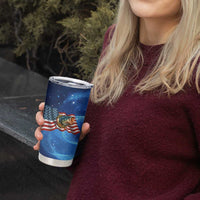 American Flag Bass Fishing Graphic Tumbler Cup Patriotic Fish and Starry Galaxy Background - Wonder Print Shop