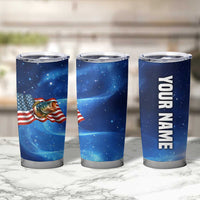 American Flag Bass Fishing Graphic Tumbler Cup Patriotic Fish and Starry Galaxy Background - Wonder Print Shop