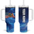 American Flag Bass Fishing Graphic Tumbler With Handle Patriotic Fish and Starry Galaxy Background - Wonder Print Shop