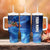 American Flag Bass Fishing Graphic Tumbler With Handle Patriotic Fish and Starry Galaxy Background - Wonder Print Shop