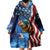 American Flag Bass Fishing Graphic Wearable Blanket Hoodie Patriotic Fish and Starry Galaxy Background - Wonder Print Shop