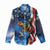 American Flag Bass Fishing Graphic Women Casual Shirt Patriotic Fish and Starry Galaxy Background - Wonder Print Shop