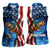 American Flag Bass Fishing Graphic Women Sleeveless Polo Shirt Patriotic Fish and Starry Galaxy Background - Wonder Print Shop