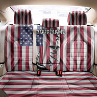 Fishing Fish Hook American Flag Back Car Seat Cover Custom Name Graphic in Patriotic Striped Theme - Wonder Print Shop