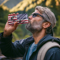 Fishing Fish Hook American Flag 4 in 1 Can Cooler Tumbler Custom Name Graphic in Patriotic Striped Theme - Wonder Print Shop