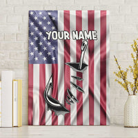 Fishing Fish Hook American Flag Canvas Wall Art Custom Name Graphic in Patriotic Striped Theme - Wonder Print Shop