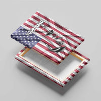 Fishing Fish Hook American Flag Canvas Wall Art Custom Name Graphic in Patriotic Striped Theme - Wonder Print Shop