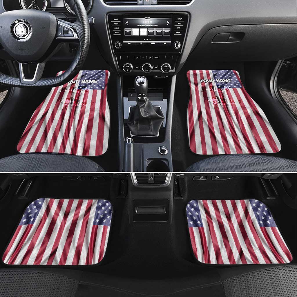 Fishing Fish Hook American Flag Car Mats Custom Name Graphic in Patriotic Striped Theme - Wonder Print Shop
