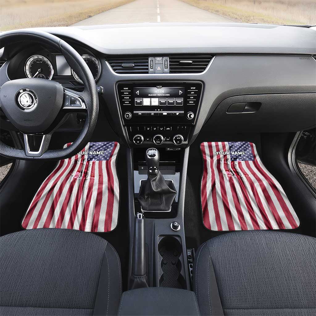 Fishing Fish Hook American Flag Car Mats Custom Name Graphic in Patriotic Striped Theme - Wonder Print Shop