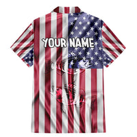 Fishing Fish Hook American Flag Family Matching Mermaid Dress and Hawaiian Shirt Custom Name Graphic in Patriotic Striped Theme - Wonder Print Shop