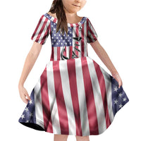 Fishing Fish Hook American Flag Family Matching Off Shoulder Short Dress and Hawaiian Shirt Custom Name Graphic in Patriotic Striped Theme - Wonder Print Shop