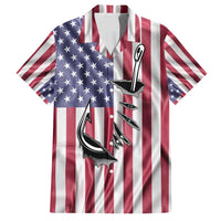 Fishing Fish Hook American Flag Family Matching Puletasi and Hawaiian Shirt Custom Name Graphic in Patriotic Striped Theme - Wonder Print Shop