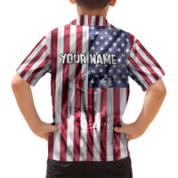 Fishing Fish Hook American Flag Family Matching Summer Maxi Dress and Hawaiian Shirt Custom Name Graphic in Patriotic Striped Theme - Wonder Print Shop