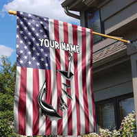Fishing Fish Hook American Flag Garden Flag Custom Name Graphic in Patriotic Striped Theme - Wonder Print Shop
