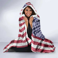 Fishing Fish Hook American Flag Hooded Blanket Custom Name Graphic in Patriotic Striped Theme - Wonder Print Shop