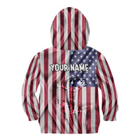 Fishing Fish Hook American Flag Kid Hoodie Custom Name Graphic in Patriotic Striped Theme - Wonder Print Shop