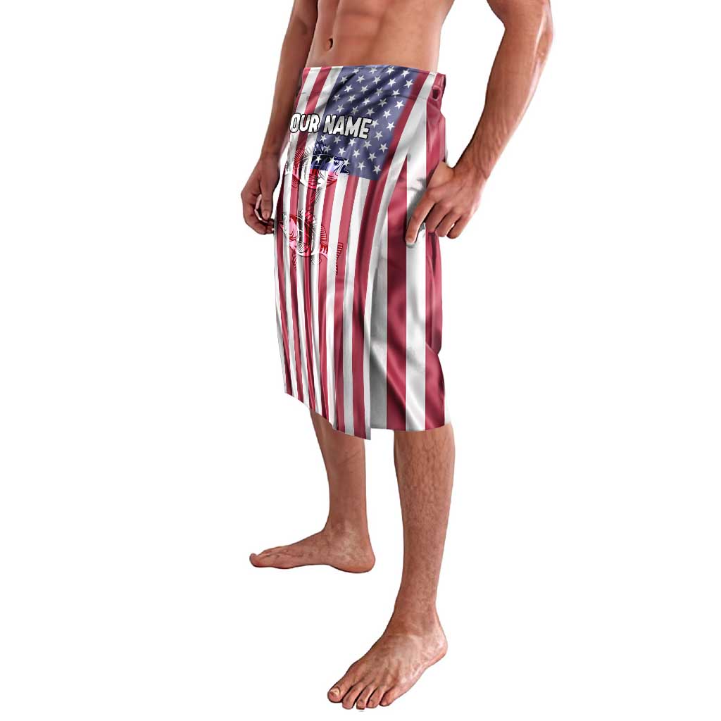 Fishing Fish Hook American Flag Lavalava Custom Name Graphic in Patriotic Striped Theme - Wonder Print Shop