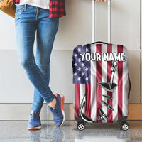 Fishing Fish Hook American Flag Luggage Cover Custom Name Graphic in Patriotic Striped Theme - Wonder Print Shop