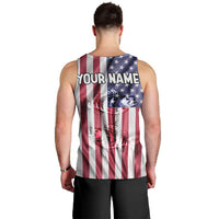 Fishing Fish Hook American Flag Men Tank Top Custom Name Graphic in Patriotic Striped Theme - Wonder Print Shop
