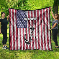 Fishing Fish Hook American Flag Quilt Custom Name Graphic in Patriotic Striped Theme - Wonder Print Shop