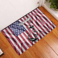 Fishing Fish Hook American Flag Rubber Doormat Custom Name Graphic in Patriotic Striped Theme - Wonder Print Shop