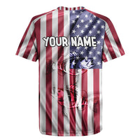 Fishing Fish Hook American Flag Rugby Jersey Custom Name Graphic in Patriotic Striped Theme - Wonder Print Shop