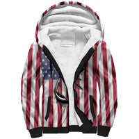 Fishing Fish Hook American Flag Sherpa Hoodie Custom Name Graphic in Patriotic Striped Theme - Wonder Print Shop
