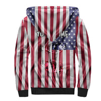 Fishing Fish Hook American Flag Sherpa Hoodie Custom Name Graphic in Patriotic Striped Theme - Wonder Print Shop
