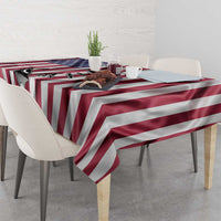 Fishing Fish Hook American Flag Tablecloth Custom Name Graphic in Patriotic Striped Theme - Wonder Print Shop