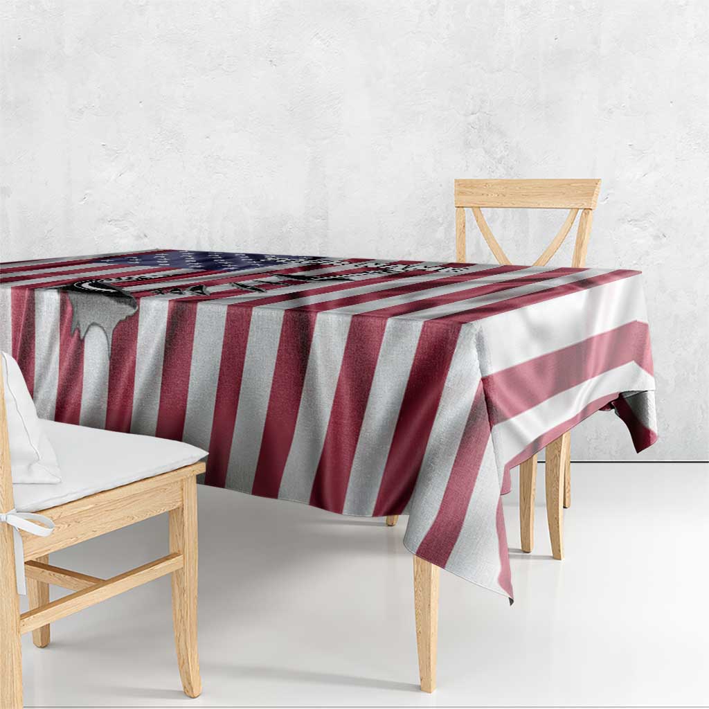 Fishing Fish Hook American Flag Tablecloth Custom Name Graphic in Patriotic Striped Theme - Wonder Print Shop