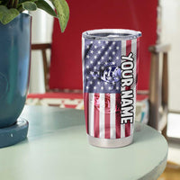 Fishing Fish Hook American Flag Tumbler Cup Custom Name Graphic in Patriotic Striped Theme - Wonder Print Shop