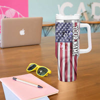 Fishing Fish Hook American Flag Tumbler With Handle Custom Name Graphic in Patriotic Striped Theme - Wonder Print Shop