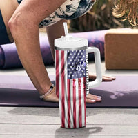 Fishing Fish Hook American Flag Tumbler With Handle Custom Name Graphic in Patriotic Striped Theme - Wonder Print Shop