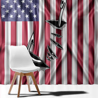 Fishing Fish Hook American Flag Window Curtain Custom Name Graphic in Patriotic Striped Theme - Wonder Print Shop