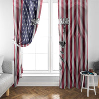 Fishing Fish Hook American Flag Window Curtain Custom Name Graphic in Patriotic Striped Theme - Wonder Print Shop