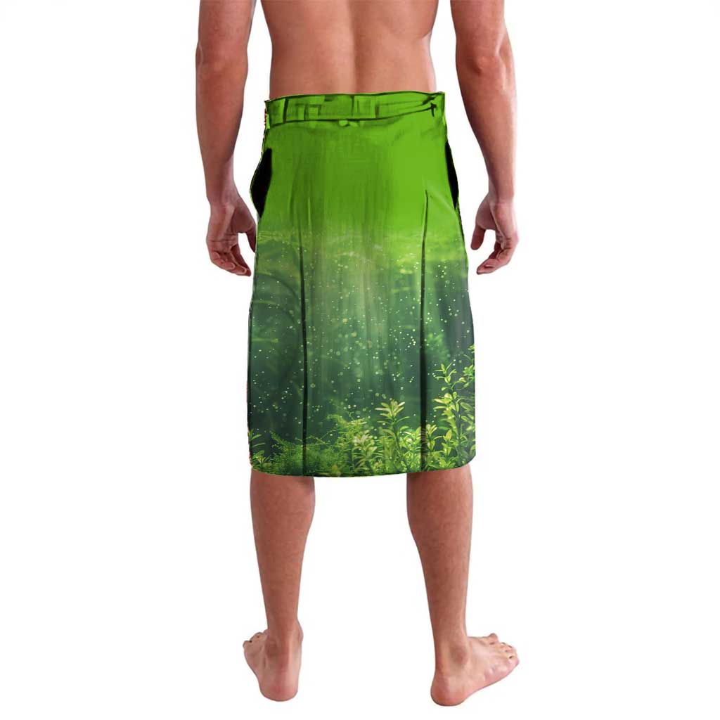 Green and Black Largemouth Bass Fishing Lavalava Custom Name Design and Angler Silhouette Illustration - Wonder Print Shop