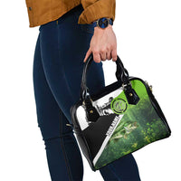 Green and Black Largemouth Bass Fishing Shoulder Handbag Custom Name Design and Angler Silhouette Illustration - Wonder Print Shop
