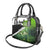Green and Black Largemouth Bass Fishing Shoulder Handbag Custom Name Design and Angler Silhouette Illustration - Wonder Print Shop