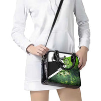 Green and Black Largemouth Bass Fishing Shoulder Handbag Custom Name Design and Angler Silhouette Illustration - Wonder Print Shop