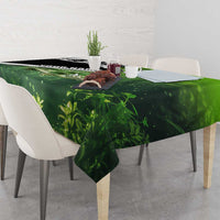 Green and Black Largemouth Bass Fishing Tablecloth Custom Name Design and Angler Silhouette Illustration - Wonder Print Shop