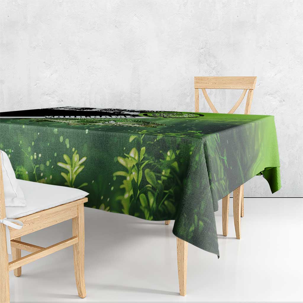 Green and Black Largemouth Bass Fishing Tablecloth Custom Name Design and Angler Silhouette Illustration - Wonder Print Shop