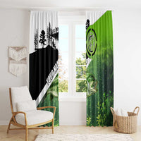 Green and Black Largemouth Bass Fishing Window Curtain Custom Name Design and Angler Silhouette Illustration - Wonder Print Shop