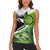 Green and Black Largemouth Bass Fishing Women Sleeveless Polo Shirt Custom Name Design and Angler Silhouette Illustration - Wonder Print Shop