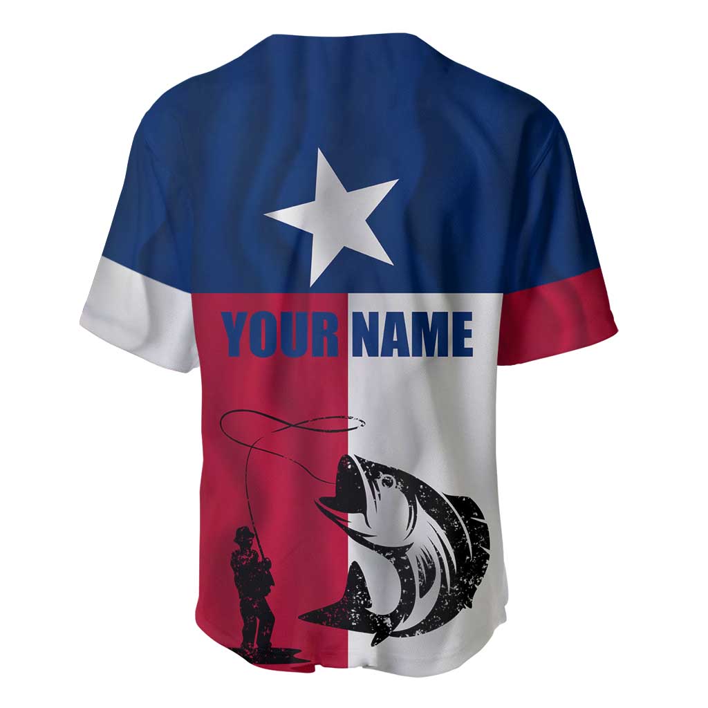 Texas Flag Fishing Baseball Jersey Hook and Fish Illustration and Custom Name Detail - Wonder Print Shop