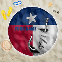 Texas Flag Fishing Beach Blanket Hook and Fish Illustration and Custom Name Detail - Wonder Print Shop
