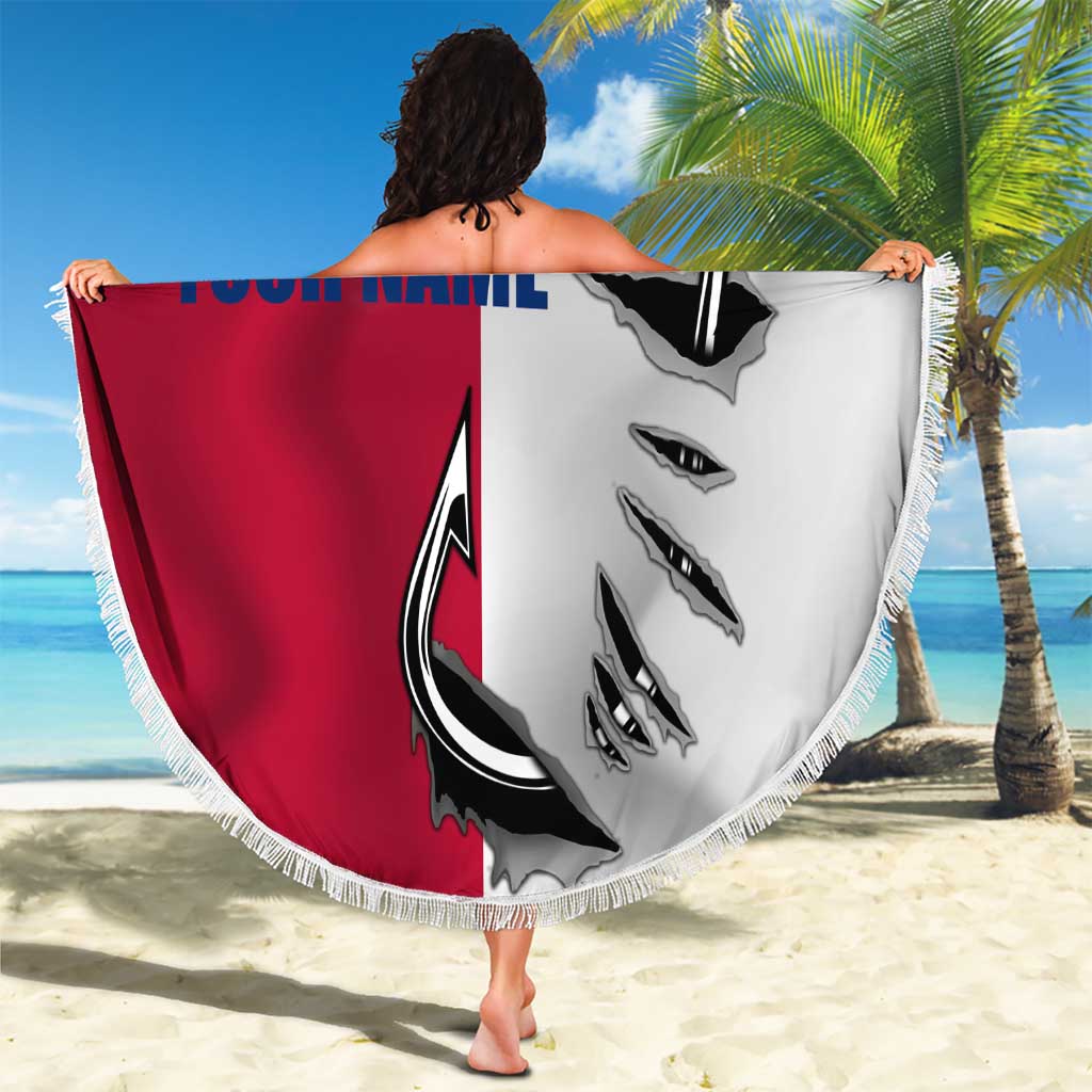 Texas Flag Fishing Beach Blanket Hook and Fish Illustration and Custom Name Detail - Wonder Print Shop