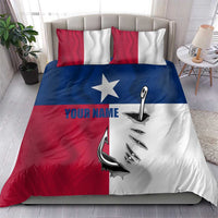 Texas Flag Fishing Bedding Set Hook and Fish Illustration and Custom Name Detail - Wonder Print Shop