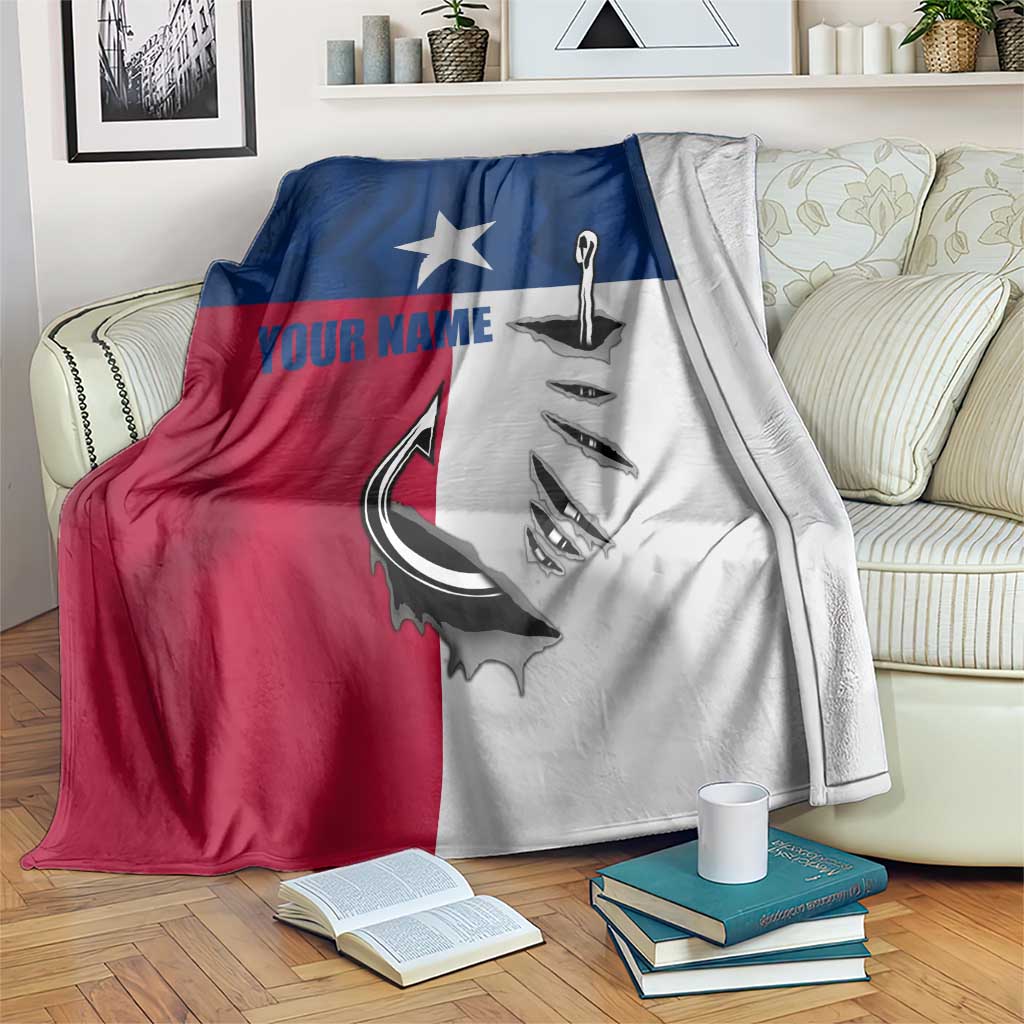Texas Flag Fishing Blanket Hook and Fish Illustration and Custom Name Detail - Wonder Print Shop
