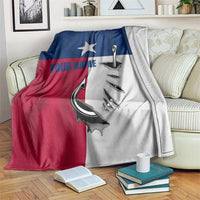 Texas Flag Fishing Blanket Hook and Fish Illustration and Custom Name Detail - Wonder Print Shop